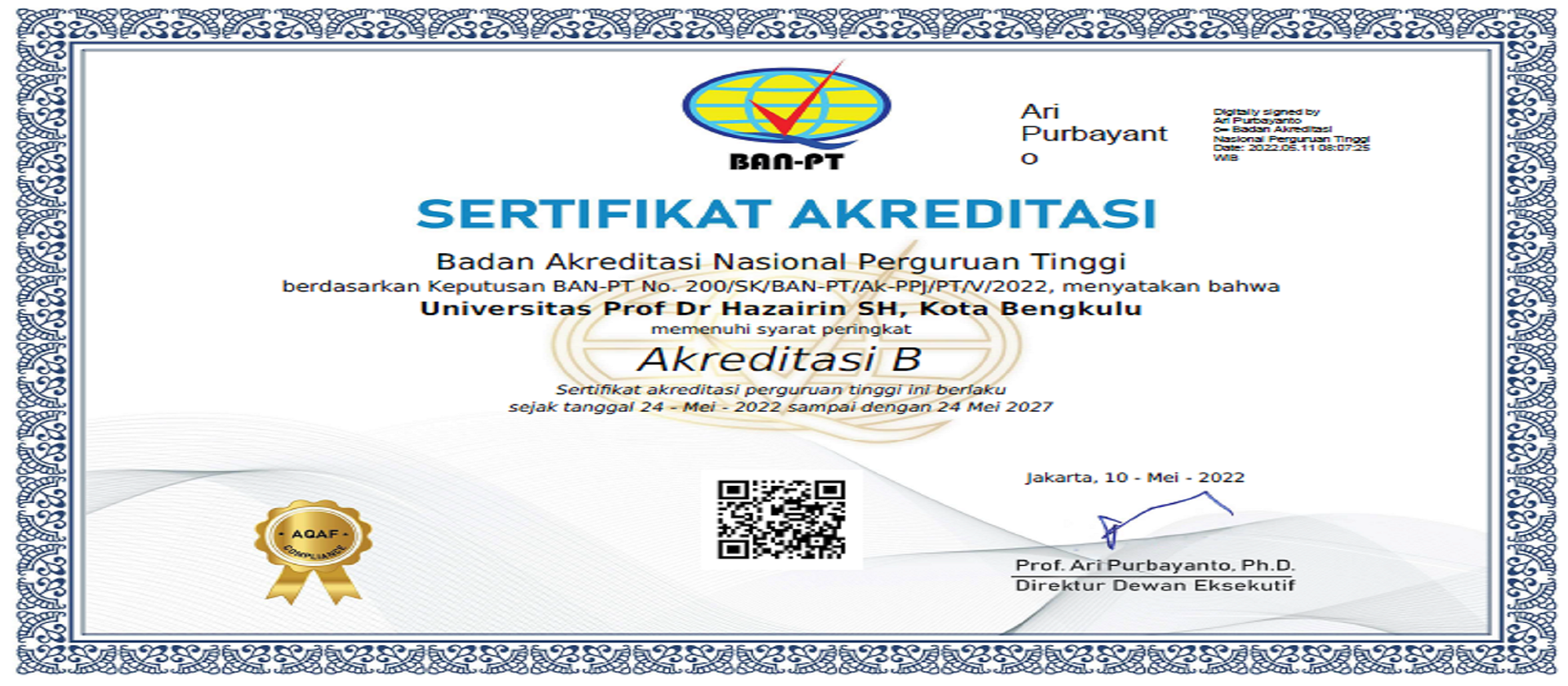AIPT Unihaz akreditasi B